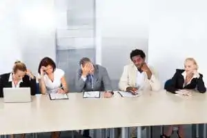 unhappy business team group